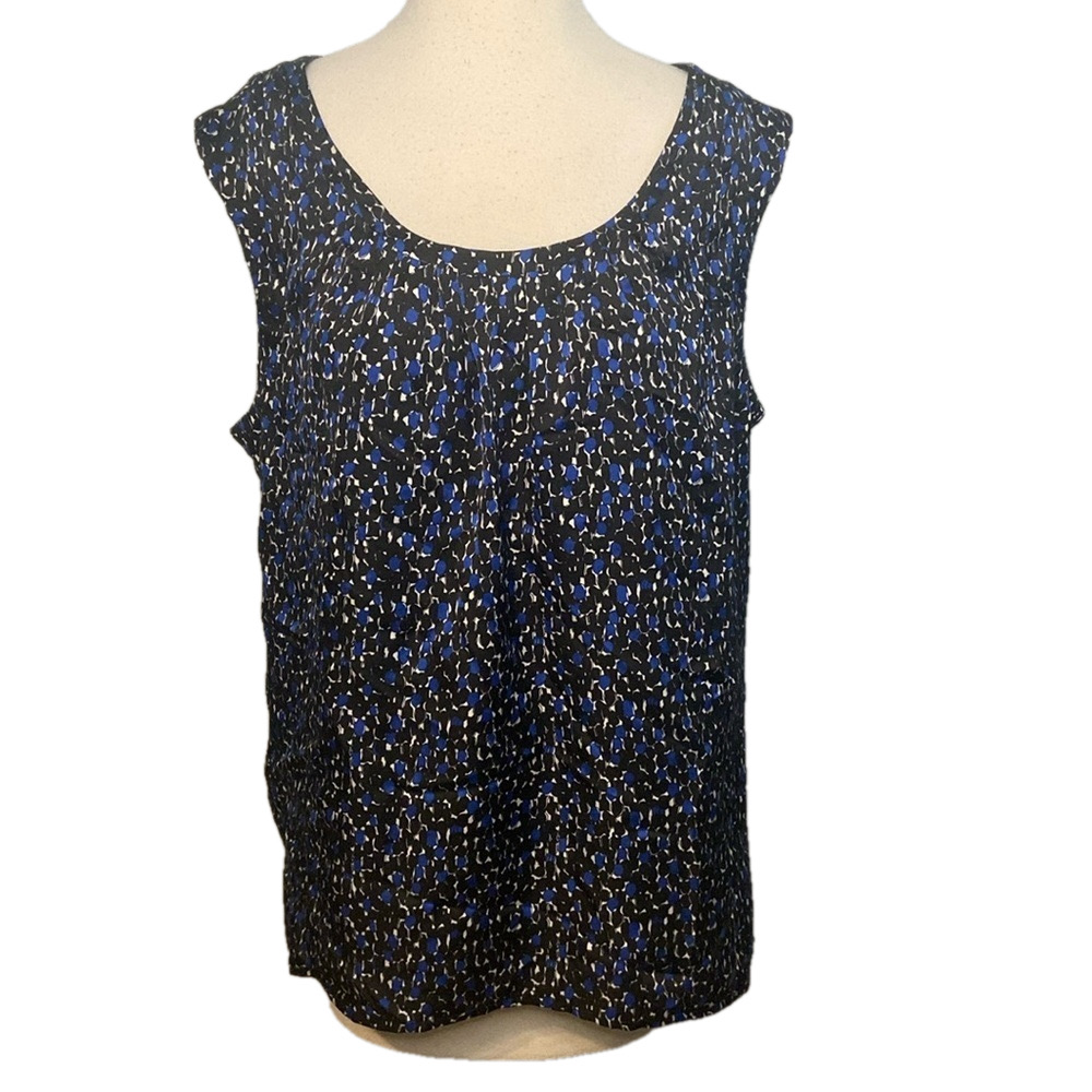 Talbots Sleeveless Top Silky Black Blue Large